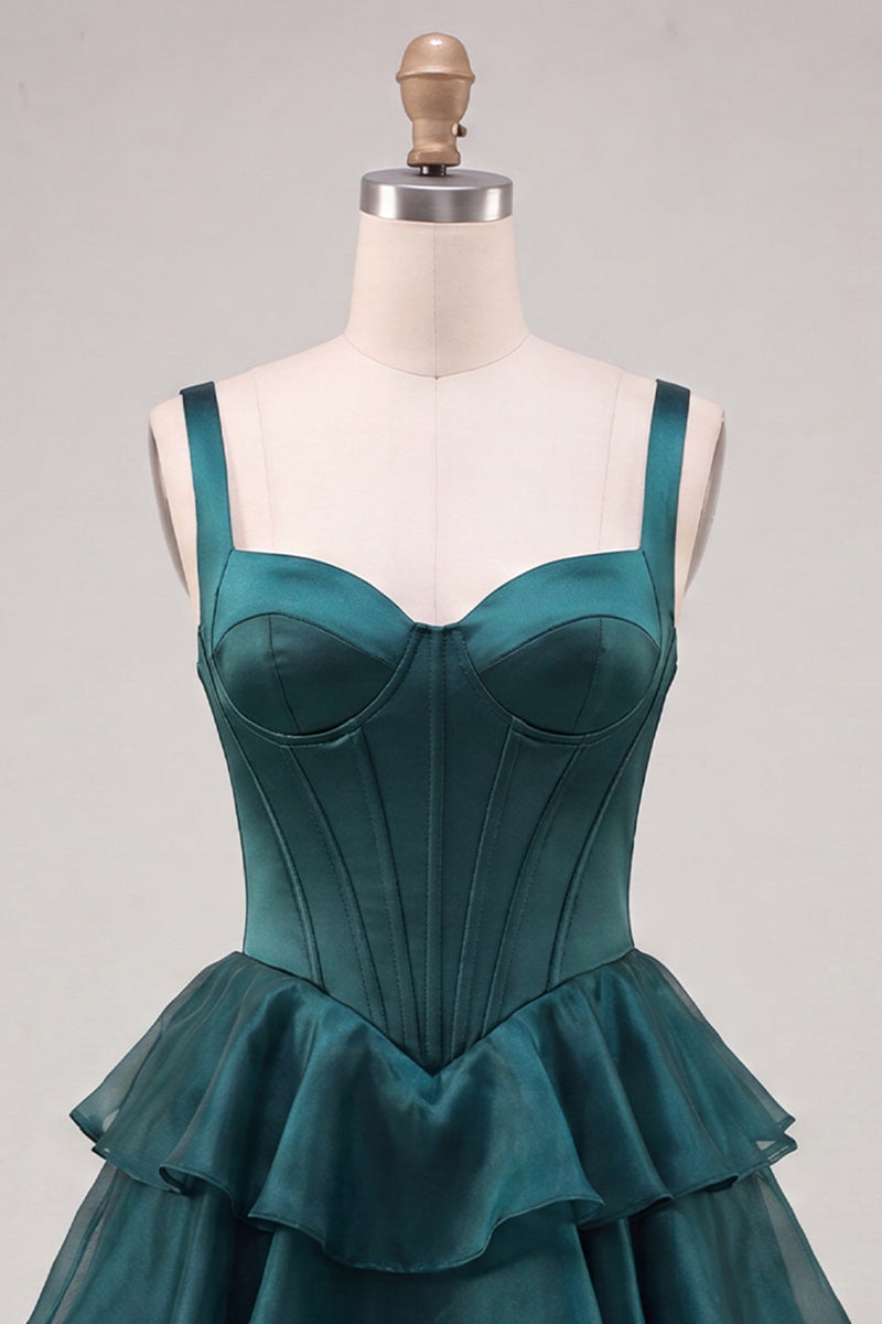 Load image into Gallery viewer, Yellow Corset Tiered Ruffled A-Line Short Cocktail Dress