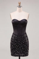 Load image into Gallery viewer, Sparkly Corset Sky Blue Beaded Tight Short Cocktail Dress