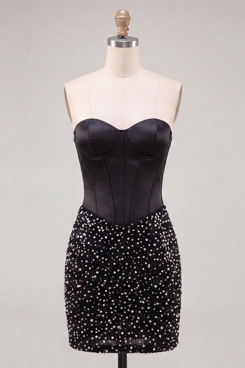 Load image into Gallery viewer, Sparkly Corset Sky Blue Beaded Tight Short Cocktail Dress