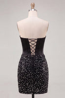 Load image into Gallery viewer, Sparkly Corset Sky Blue Beaded Tight Short Cocktail Dress