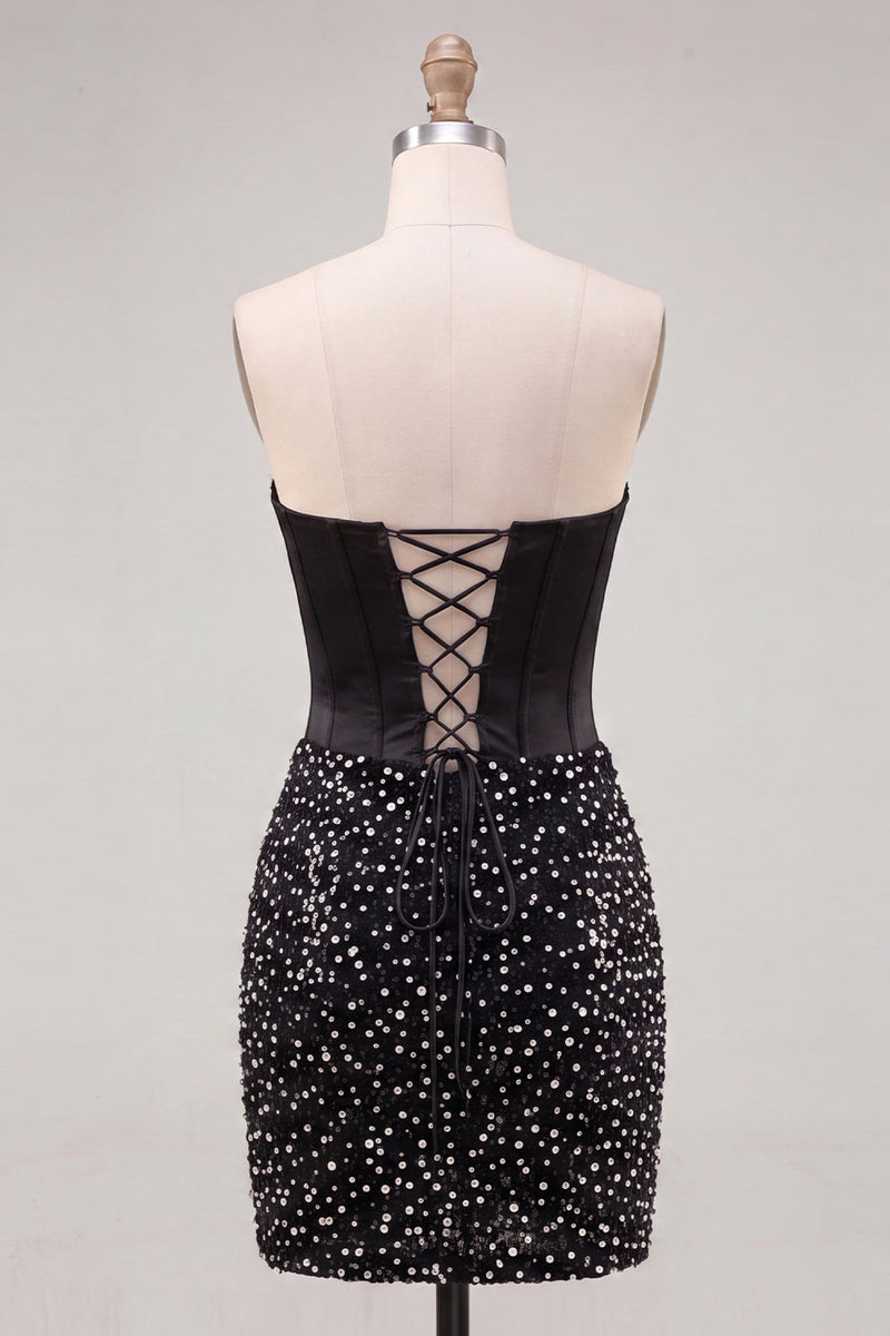 Load image into Gallery viewer, Sparkly Corset Sky Blue Beaded Tight Short Cocktail Dress