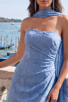 Load image into Gallery viewer, Fuchsia Floral Ruched Tight Neck Scarf Short Cocktail Dress