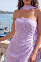 Load image into Gallery viewer, Fuchsia Floral Ruched Tight Neck Scarf Short Cocktail Dress