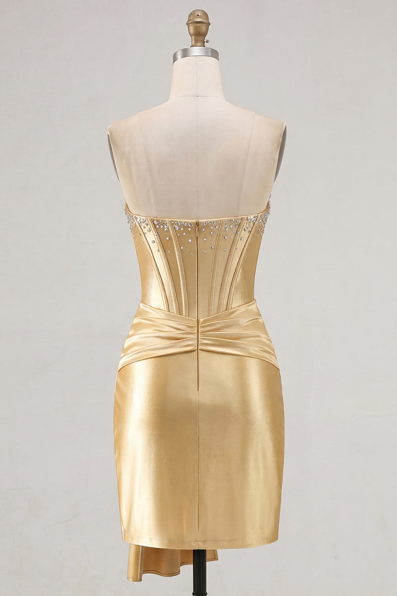 Load image into Gallery viewer, Sparkly Pink Satin Beaded Tight Short Corset Cocktail Dress with Sash