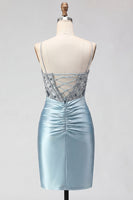 Load image into Gallery viewer, Sparkly Dark Green Satin Sequin Tight Short Corset Cocktail Dress