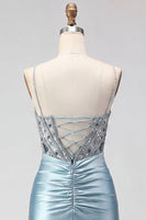 Load image into Gallery viewer, Sparkly Dark Green Satin Sequin Tight Short Corset Cocktail Dress