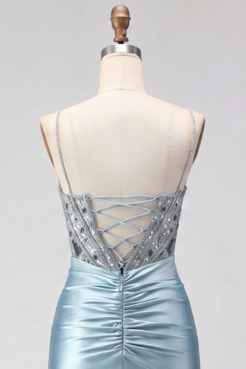 Load image into Gallery viewer, Sparkly Dark Green Satin Sequin Tight Short Corset Cocktail Dress
