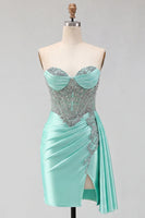 Load image into Gallery viewer, Sparkly Corset Gold Beaded Tight Short Satin Cocktail Dress