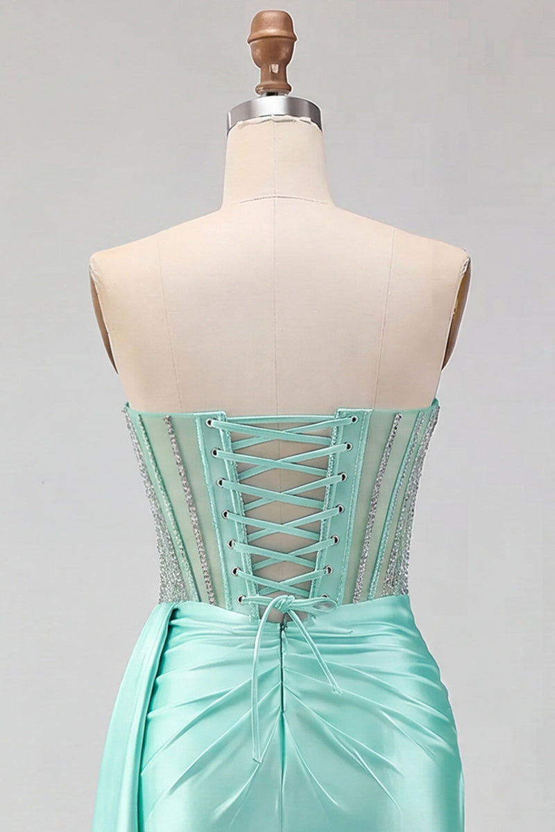 Load image into Gallery viewer, Sparkly Corset Gold Beaded Tight Short Satin Cocktail Dress