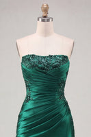 Load image into Gallery viewer, Red Beaded Ruched Tight Short Cocktail Dress with Slit