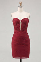 Load image into Gallery viewer, Sparkly Royal Blue Beaded Sweetheart Keyhole Short Tight Cocktail Dress