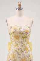 Load image into Gallery viewer, Sparkly Floral Pink Sequin Tight Short Cocktail Dress with Bow