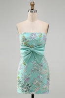 Load image into Gallery viewer, Floral Lilac Sequin Tight Short Cocktail Dress with Bow