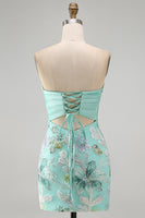 Load image into Gallery viewer, Floral Lilac Sequin Tight Short Cocktail Dress with Bow