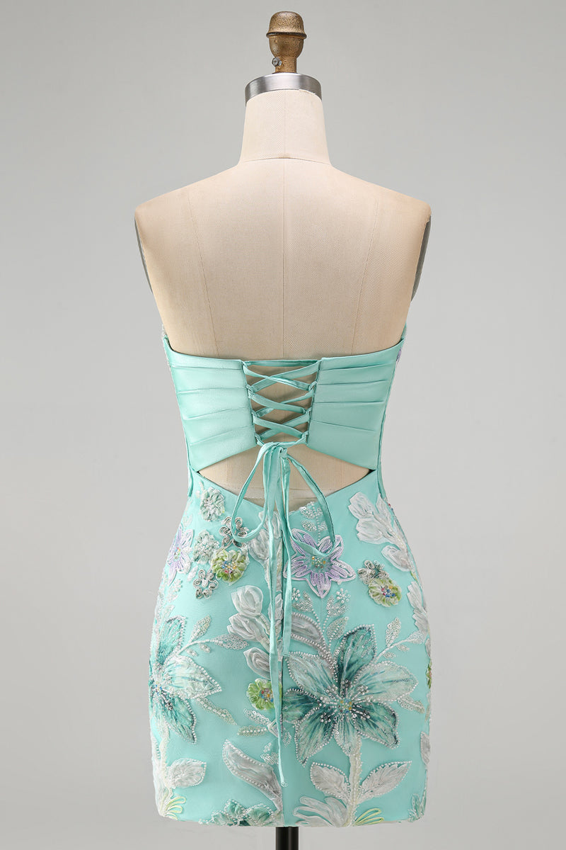 Load image into Gallery viewer, Floral Lilac Sequin Tight Short Cocktail Dress with Bow