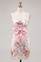 Load image into Gallery viewer, Floral Lilac Sequin Tight Short Cocktail Dress with Bow