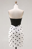 Load image into Gallery viewer, Black and Fuchsia Polka Dots Corset Sweetheart Short Tight Cocktail Dress with Bow