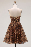 Load image into Gallery viewer, Brown Leopard Corset Sweetheart A-Line Short Cocktail Dress