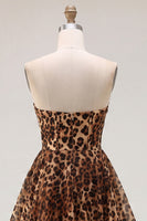 Load image into Gallery viewer, Brown Leopard Corset Sweetheart A-Line Short Cocktail Dress