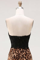 Load image into Gallery viewer, Black and Leopard Corset Tight Short Party Dress with Bow