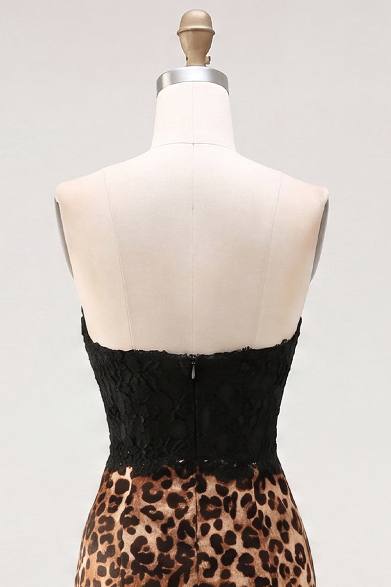 Load image into Gallery viewer, Black and Leopard Corset Tight Short Party Dress with Bow