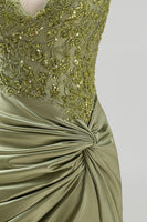 Load image into Gallery viewer, Army Green Appliqued Ruched Halter Tight Short Corset Cocktail Dress