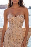 Load image into Gallery viewer, Champagne Sparkly Corset Sequin Tight Short Cocktail Dress