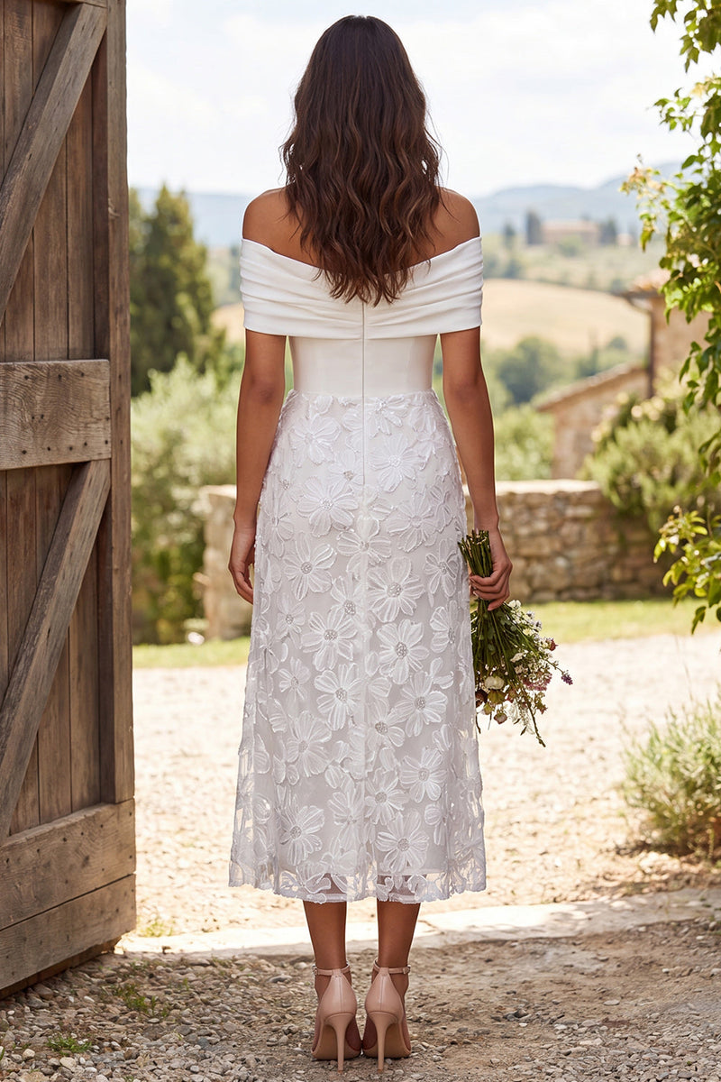 Load image into Gallery viewer, Ivory Floral Off The Shoulder Sheath Maxi Engagement Dress