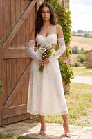 Load image into Gallery viewer, Ivory Sparkly Sequin A-Line Cut Out Maxi Engagement Dress