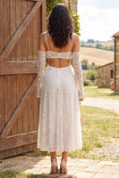 Load image into Gallery viewer, Ivory Sparkly Sequin A-Line Cut Out Maxi Engagement Dress