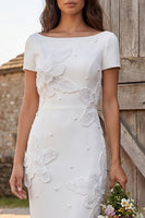 Load image into Gallery viewer, Floral Ivory Sheath Maxi Engagement Dress with Beading
