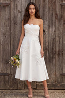 Load image into Gallery viewer, Floral Ivory Strapless A-Line Maxi Engagement Dress with Beading