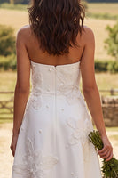 Load image into Gallery viewer, Floral Ivory Strapless A-Line Maxi Engagement Dress with Beading