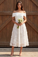 Load image into Gallery viewer, Ivory Lace Off The Shoulder A-Line Maxi Engagement Dress