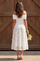 Load image into Gallery viewer, Ivory Lace Off The Shoulder A-Line Maxi Engagement Dress