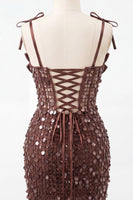 Load image into Gallery viewer, Sparkly Pink Sequin Corset Tight Short Cocktail Dress with Bows