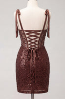 Load image into Gallery viewer, Sparkly Pink Corset Sequin Short Tight Ruched Cocktail Dress