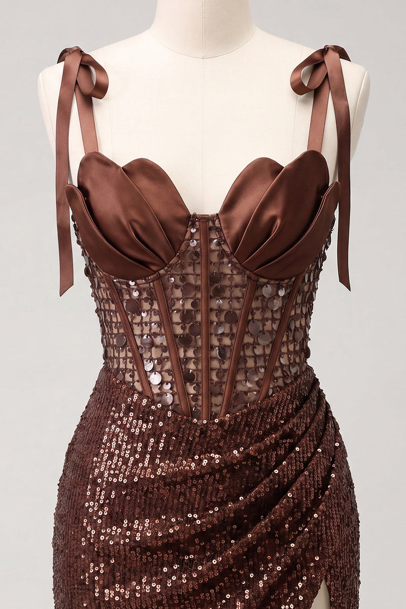 Load image into Gallery viewer, Sparkly Pink Corset Sequin Short Tight Ruched Cocktail Dress