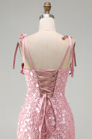 Load image into Gallery viewer, Sparkly Pink Sequin Corset Tight Short Cocktail Dress with Bows