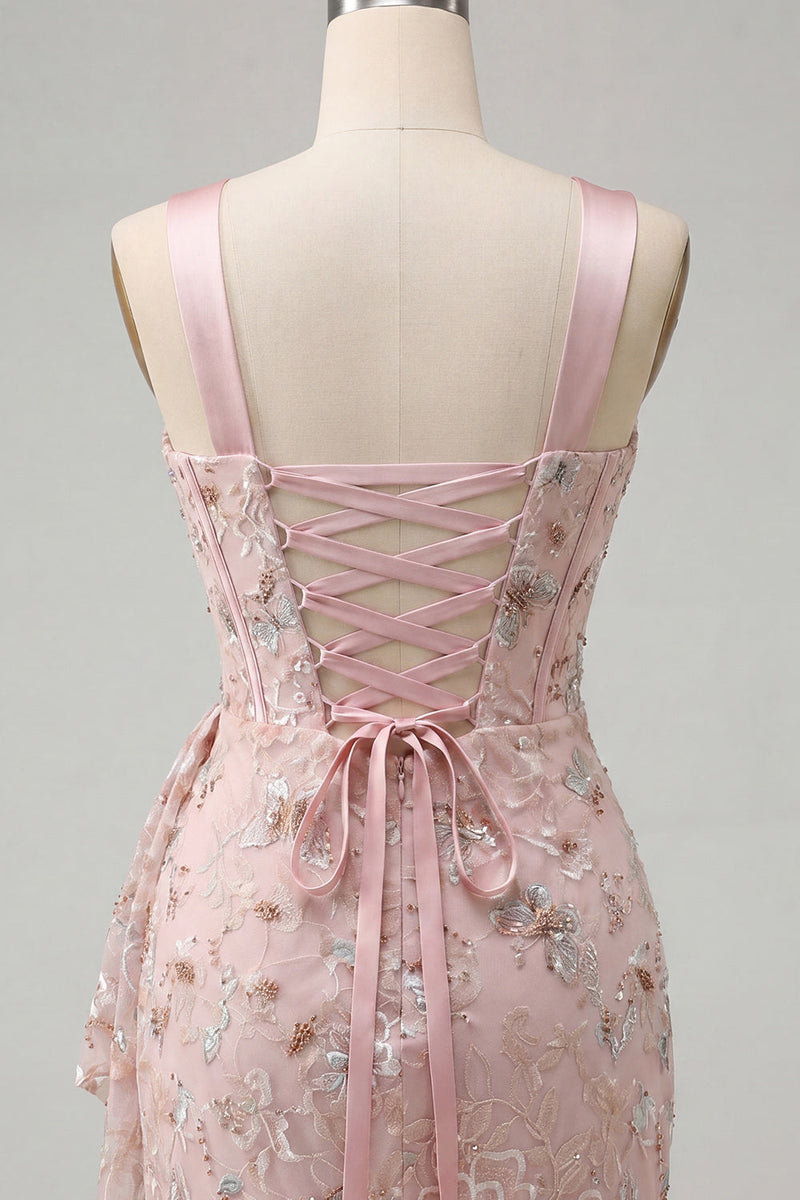 Load image into Gallery viewer, Floral Green Corset Ruched Tight Short Cocktail Dress with Beading