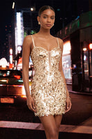 Load image into Gallery viewer, Silver Sparkly Sequin Corset Tight Short Cocktail Dress