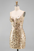 Load image into Gallery viewer, Silver Sparkly Sequin Corset Tight Short Cocktail Dress