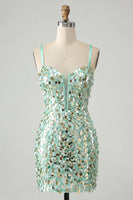 Load image into Gallery viewer, Silver Sparkly Sequin Corset Tight Short Cocktail Dress