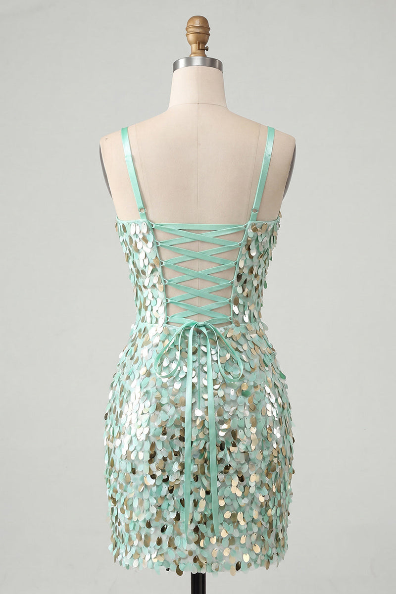 Load image into Gallery viewer, Silver Sparkly Sequin Corset Tight Short Cocktail Dress