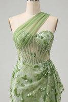 Load image into Gallery viewer, Sparkly Floral Champagne One Shoulder Sequin Corset Tight Short Cocktail Dress