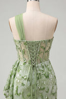 Load image into Gallery viewer, Sparkly Floral Champagne One Shoulder Sequin Corset Tight Short Cocktail Dress