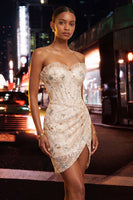Load image into Gallery viewer, Green Floral Corset Tight Short Cocktail Dress with Ruffles