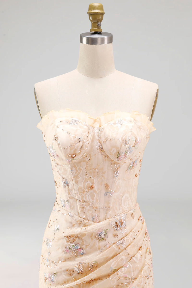 Load image into Gallery viewer, Green Floral Corset Tight Short Cocktail Dress with Ruffles