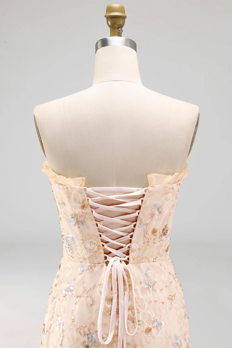 Load image into Gallery viewer, Green Floral Corset Tight Short Cocktail Dress with Ruffles
