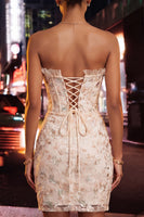 Load image into Gallery viewer, Green Floral Corset Tight Short Cocktail Dress with Ruffles